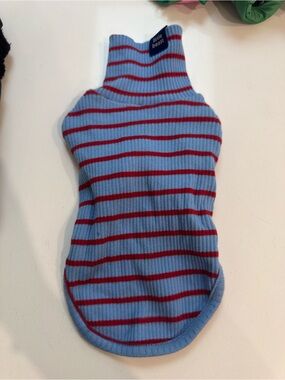 Little Beast Blue & Red Striped Dog Sweater